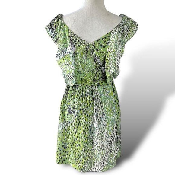 Anthropologie Leifdottir Birch Tree Silk Dress 8 Flutter Sleeves Forest Fairy - Picture 4 of 13